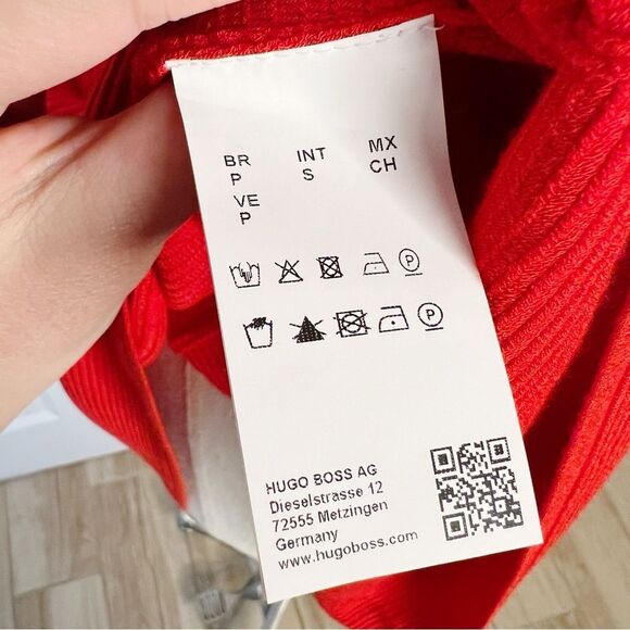 HUGO BOSS Fleala Knit Fit & Flare Dress Red Size Small - Picture 7 of 13